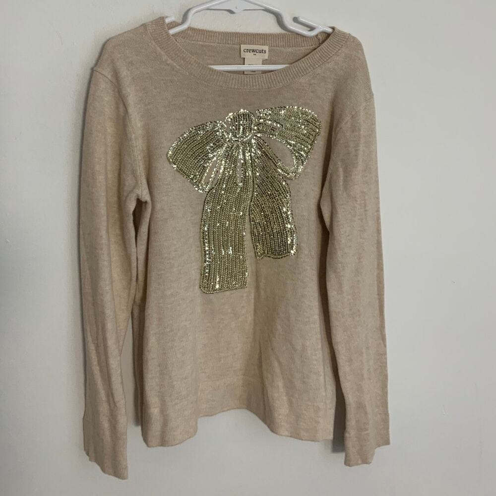 Crewcuts Light weight Sequine Bow sweater size medium